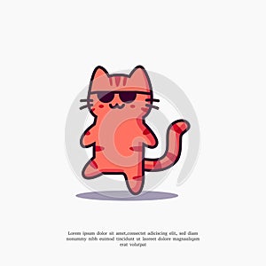 cute illustration of rad cat in flat design style photo