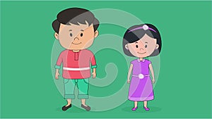 Cute Indian brother sister vector ready to animate, distributed in layers