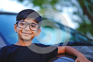 Cute Indian child wear eyeglass