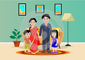 The cute Indian family  illustraion