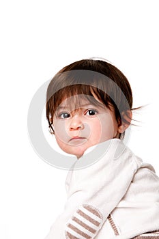 Cute innocent baby toddler face photo