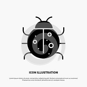 Cute, Insect, Ladybug, Nature, Spring solid Glyph Icon vector