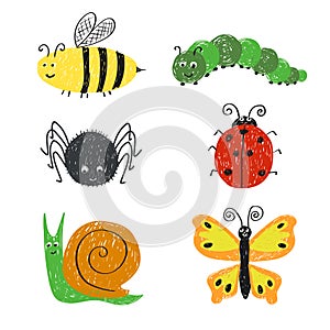 Cute insects set.