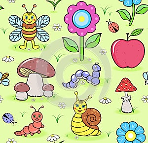 Cute insects on summer meadow