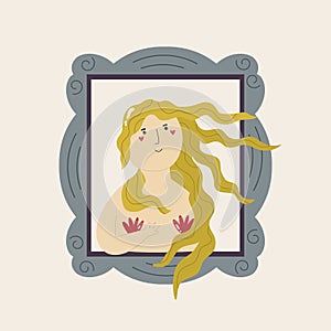 Cute interpretation of picture The birth of Venus by Sandro Botticelli.