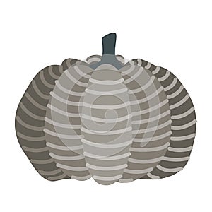 Cute isolated pumpkin with doodle ornament. Flat vector illustration. Halloween or Thankgiving day symbol.