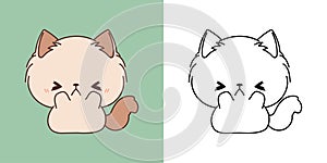 Cute IsolatedRabbit Illustration and For Coloring Page. Cartoon Clip Art Kitten. Cartoon Vector Illustration of Kawaii
