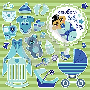 Cute items for Asian baby boy.Strips background