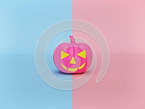 Cute jack o lantern pumpkin on pastel background. minimal Halloween holiday concept. 3d rendering