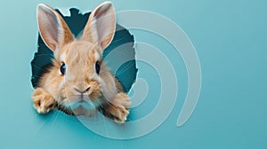 cute jack rabbit peeking through a hole