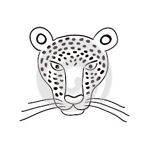 Cute jaguar face hand drawn illustration, sketch.