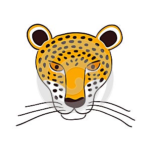 Cute jaguar face hand drawn illustration, sketch.