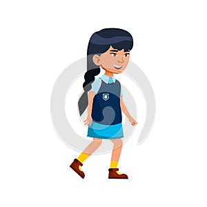 cute japan girl in school suit walking on backyard cartoon vector