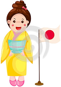 Cute Japanese girl in traditional dress