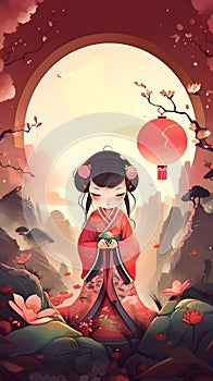 A cute Japanese style wallpaper about relief, superstition, astrology, strengthening luck and destiny.