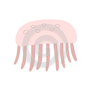 Cute jellyfish. Vector flat illustration. Cartoon sea translucent animal.