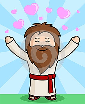 Cute Jesus Character spreading the Love