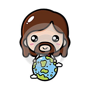 cute jesus christ embracing the earth