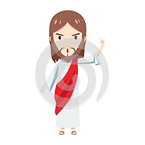 Cute Jesus Christ is teaching with his left hand raised