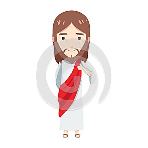 Cute Jesus is giving a thumb. Isolated Vector illustration