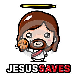 cute jesus saves basketball design