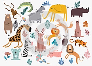 Cute Jungle Animals Vector Set