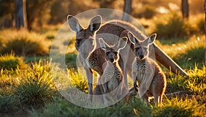 Cute kangaroo in Australia curious summer park