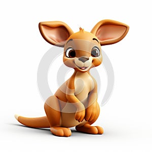 Cute Kangaroo Cartoon Sitting On White Background photo