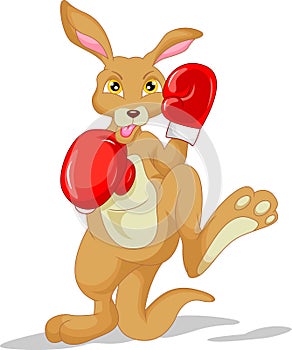 Cute kangaroo cartoon wearing boxing glove photo