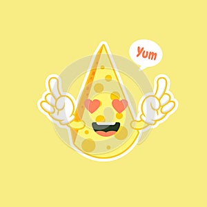 Cute and kawaii awaii cheese character. Funny happy smiling cheese. Flat cartoon character illustration icon. Happy funny asian