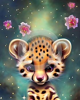 Cute Kawaii Baby Cheetah Graphic