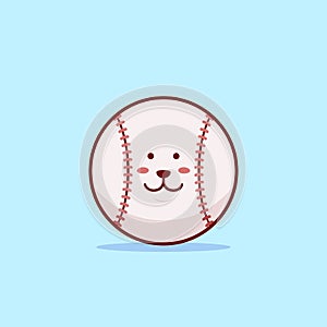 Cute and kawaii baseball ball cartoon character illustration