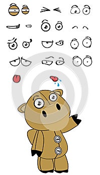 Cute kawaii camel cartoon expressions collection set