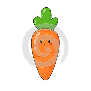 Cute kawaii carrot character. Flat cartoon illustration, icon, logo, sticker isolated