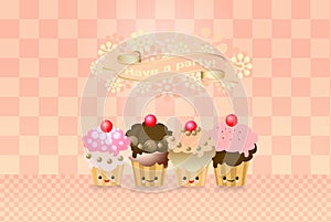 Cute kawaii cup cake