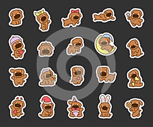 Cute kawaii dog toy poodle. Sticker Bookmark