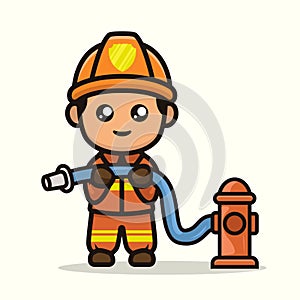 Cute kawaii firefighter mascot design