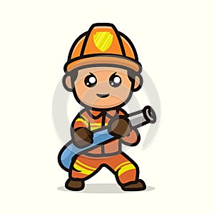Cute kawaii firefighter mascot design