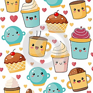 Cute kawaii food pattern