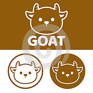 Cute Kawaii head goat ram sheep Mascot Cartoon Logo Design Icon Illustration Character vector art. for every category of business