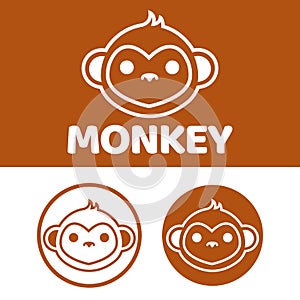 Cute Kawaii head monkey ape Mascot Cartoon Logo Design Icon Illustration Character vector art. for every category of business,