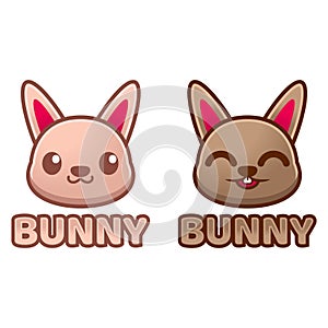 Cute Kawaii head rabbit bunny Mascot Cartoon Logo Design Icon Illustration Character vector art. for every category of business,