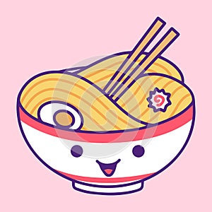 Cute Kawaii Illustration of Noodle Ramen
