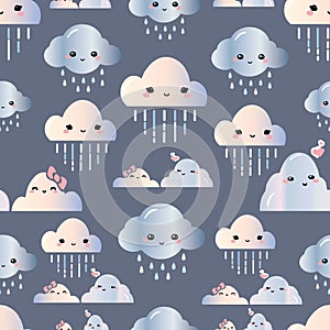 Cute Kawaii morning seamless pattern background