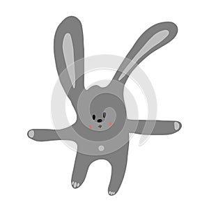 Cute kawaii rabbit, bunny, hare character. Children style, vector illustration. Sticker, design element for kids books