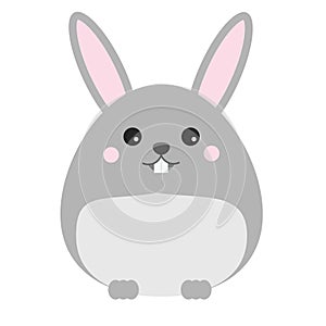 Cute kawaii rabbit, bunny, hare character. Children style, vector illustration