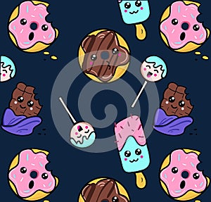 Cute Kawaii seamless pattern for prints. textile etc