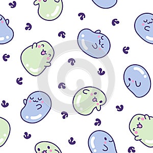 Cute kawaii tapioca pearls. Seamless pattern