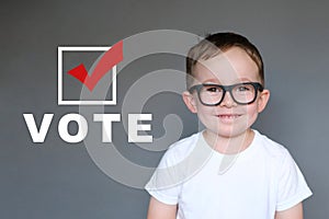 Cute Kid encouraging others to register and vote