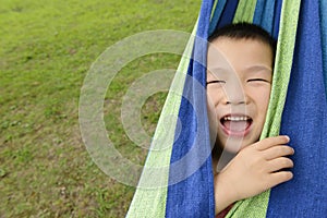 Cute kid on hammock